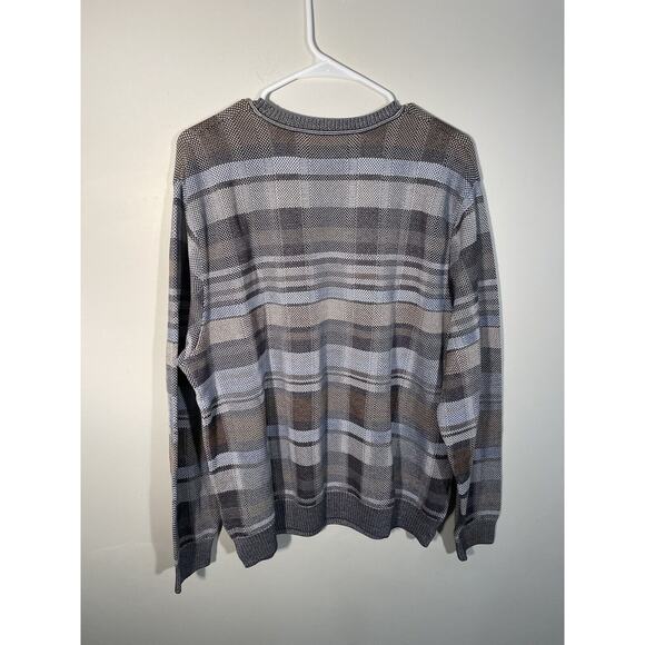 Talbots Men’s 100% Pima Cotton Long Sleeve Sweater Gray Tan Size L - Picture 5 of 8